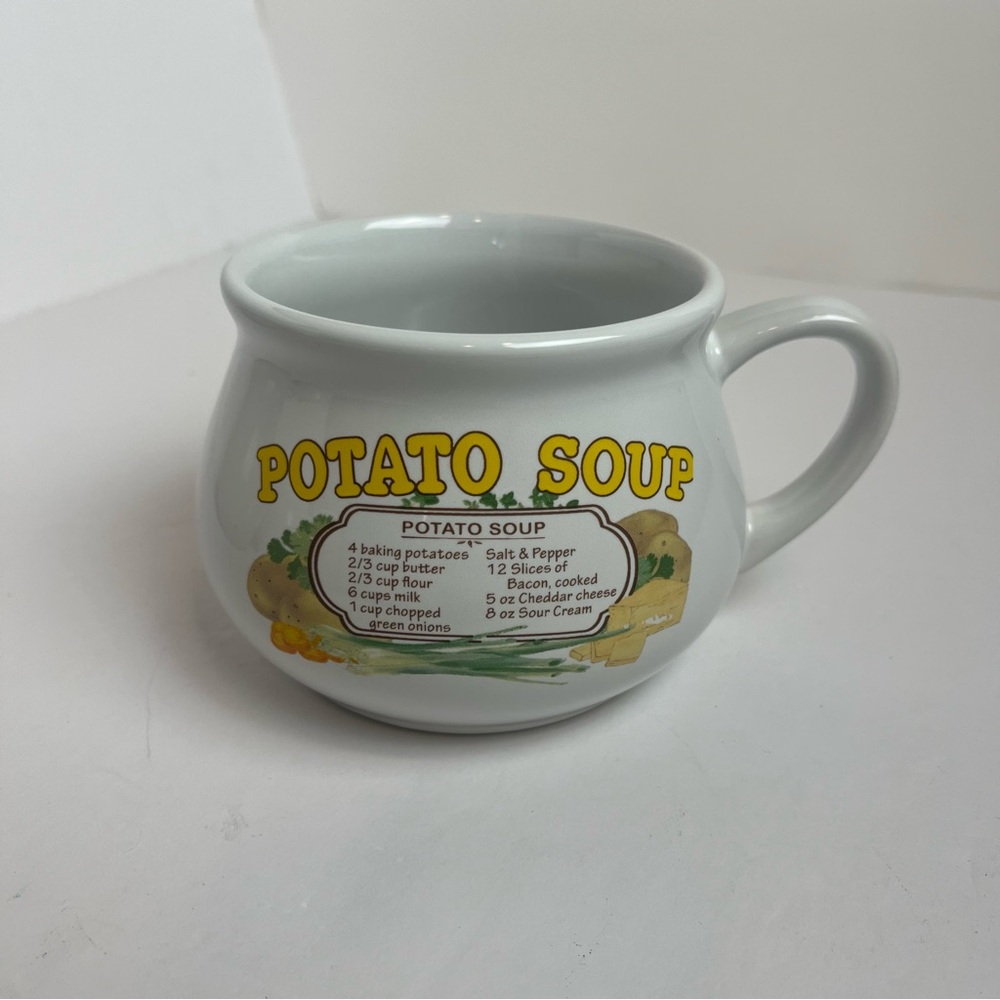Dat’l Do-It Recipe Soup Ceramic Mugs Set of 4 Chicken Potato Tomato Vegetable - Picture 6 of 16